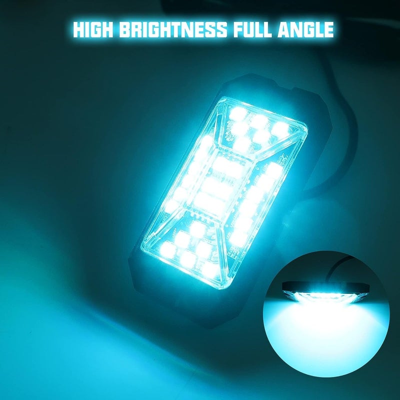 SUNPIE 4 Pods RGBW Rock Lights – Full Beam Angle, 30 High Power Chips, Aluminium Housing, Mounting Pads Included, IP67 Waterproof, Music Mode Underglow Lights, Fits Trucks, SUV, ATV, UTV, Boats - Image 2